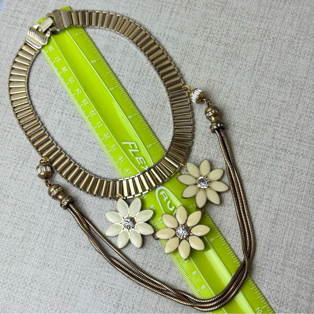 Upcycled Gold Tone Enamel Necklace OOAK - Picture 6 of 6